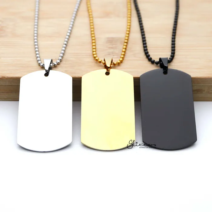 Glitters Necklaces Personalised Stainless Steel Necklace Dog Tag Pendant Engraving Custom Message