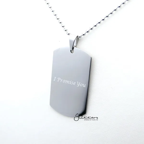 Glitters Necklaces Personalised Stainless Steel Necklace Dog Tag Pendant Engraving Custom Message