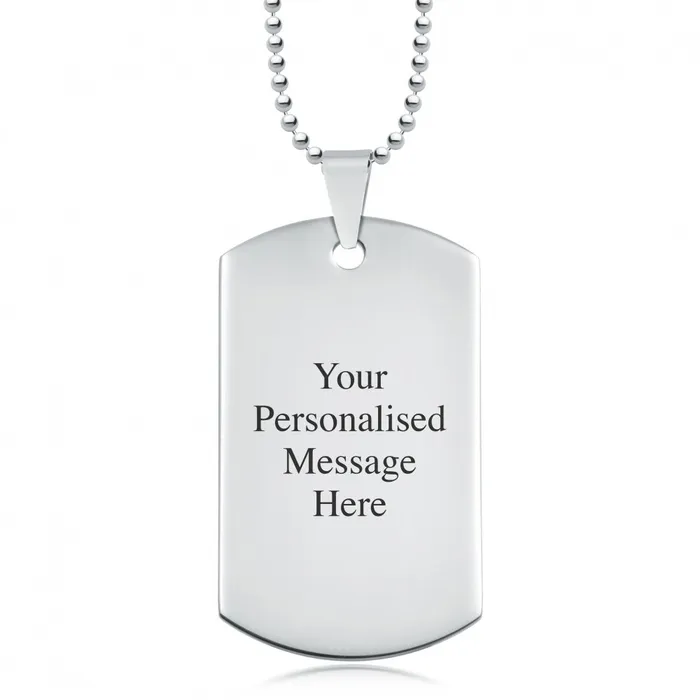 Glitters Necklaces Personalised Stainless Steel Necklace Dog Tag Pendant Engraving Custom Message