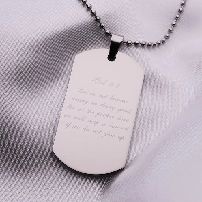 Glitters Necklaces Personalised Stainless Steel Necklace Dog Tag Pendant Engraving Custom Message