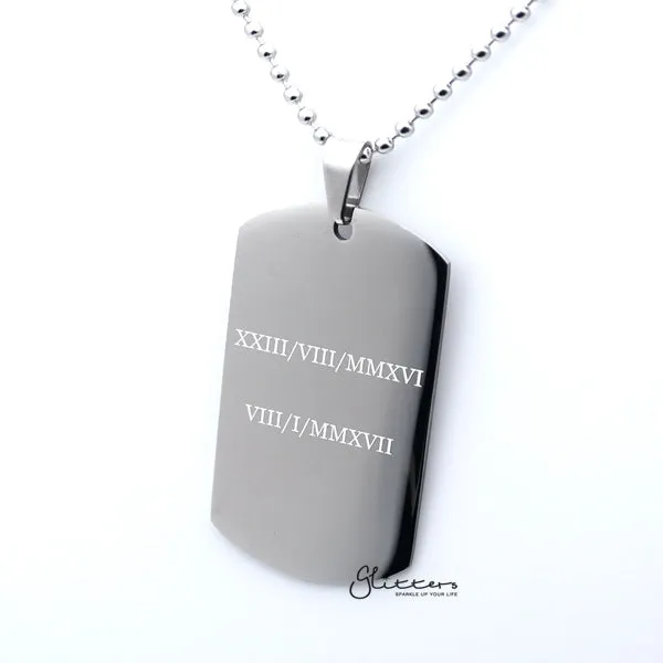 Glitters Necklaces Personalised Stainless Steel Necklace Dog Tag Pendant Engraving Custom Message