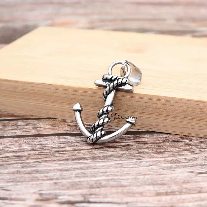 Glitters Necklaces Stainless Steel Anchor and Rope Pendant