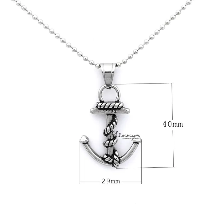 Glitters Necklaces Stainless Steel Anchor and Rope Pendant