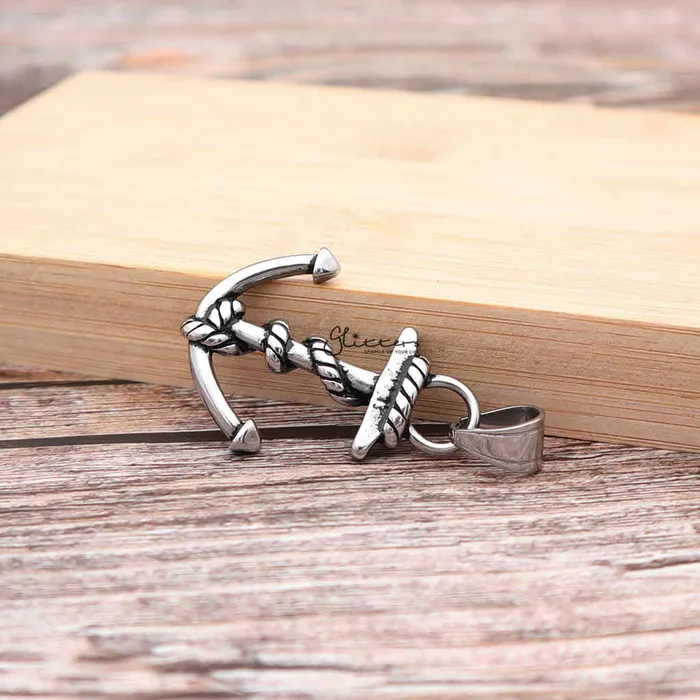 Glitters Necklaces Stainless Steel Anchor and Rope Pendant