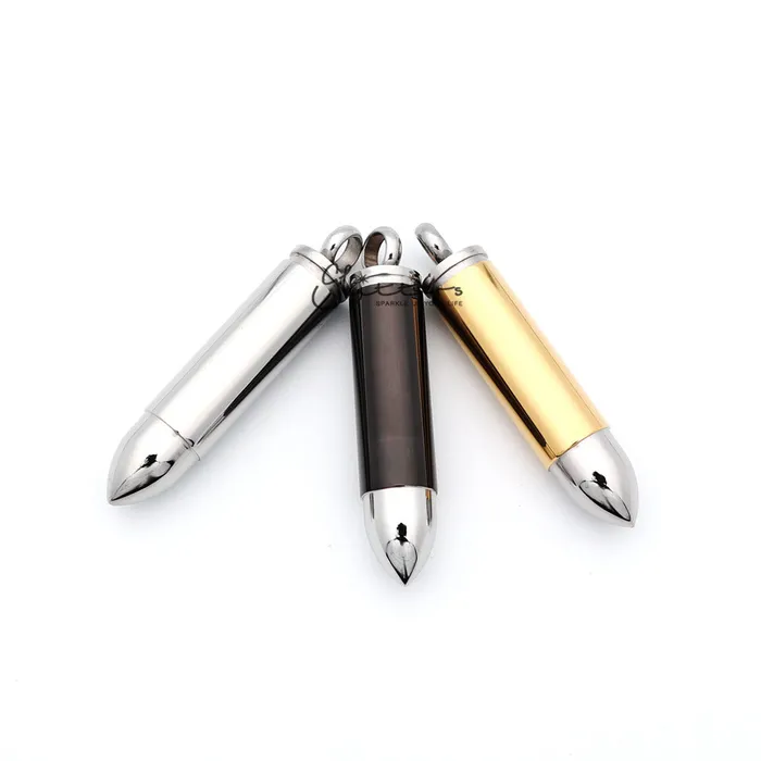 Glitters Necklaces Stainless Steel Openable Bullet Pendant Keepsake Memorial