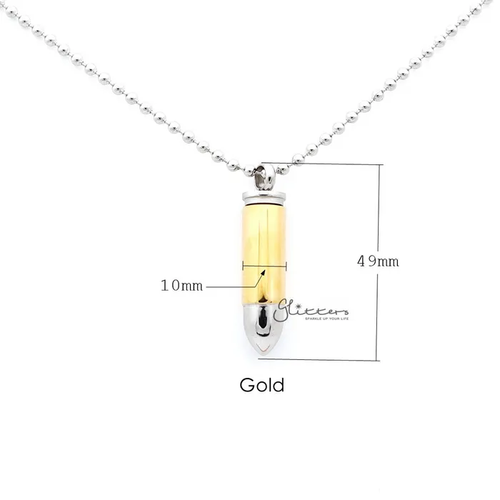Glitters Necklaces Stainless Steel Openable Bullet Pendant Keepsake Memorial
