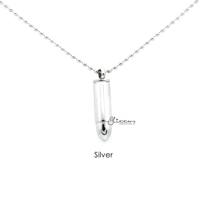 Glitters Necklaces Stainless Steel Openable Bullet Pendant Keepsake Memorial