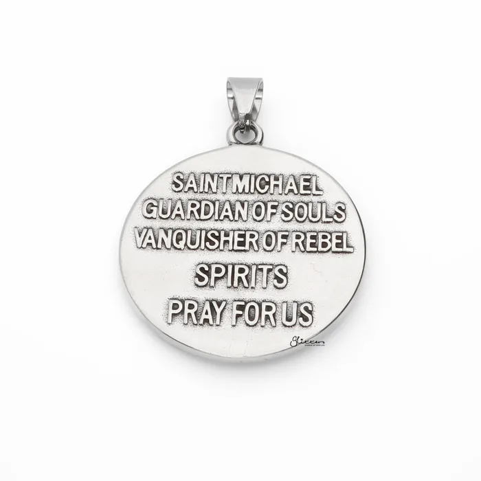 Glitters Necklaces Stainless Steel St Michael Round Shape Pendant