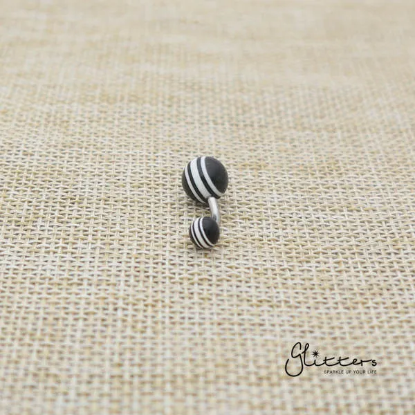 Glitters Rings 14 Gauge Acrylic Multi Color Strips Balls Belly Button Ring BlackWhite