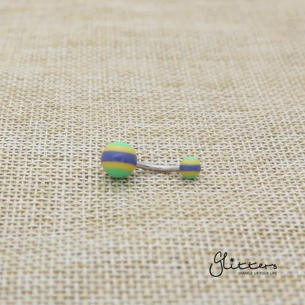 Glitters Rings 14 Gauge Acrylic Multi Color Strips Balls Belly Button Ring Green Glitters Rings 14 Gauge Acrylic Multi Color Strips Balls Belly Button Ring Green