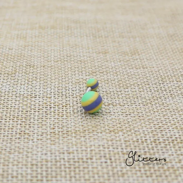 Glitters Rings 14 Gauge Acrylic Multi Color Strips Balls Belly Button Ring Green