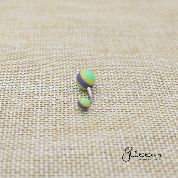 Glitters Rings 14 Gauge Acrylic Multi Color Strips Balls Belly Button Ring Green