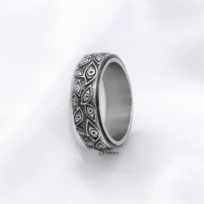 Glitters Rings Stainless Steel Eye Of God Spinner Ring Silver Glitters Rings Stainless Steel Eye Of God Spinner Ring Silver