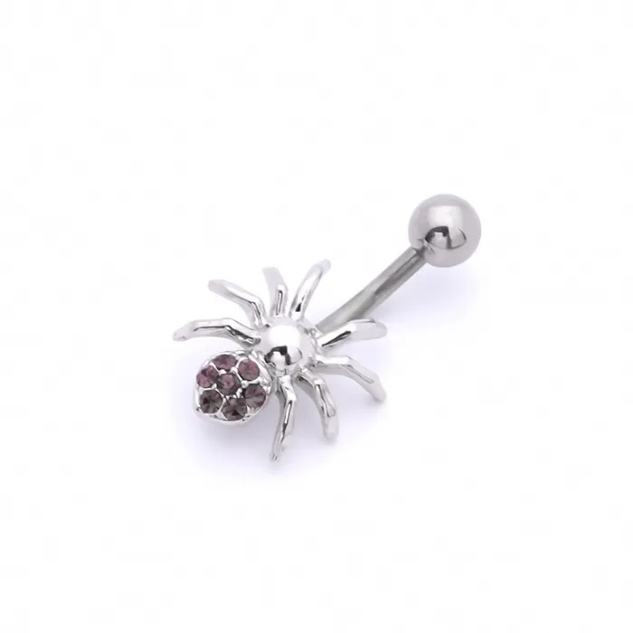 Glitters Spider Belly Button Ring Purple Rings