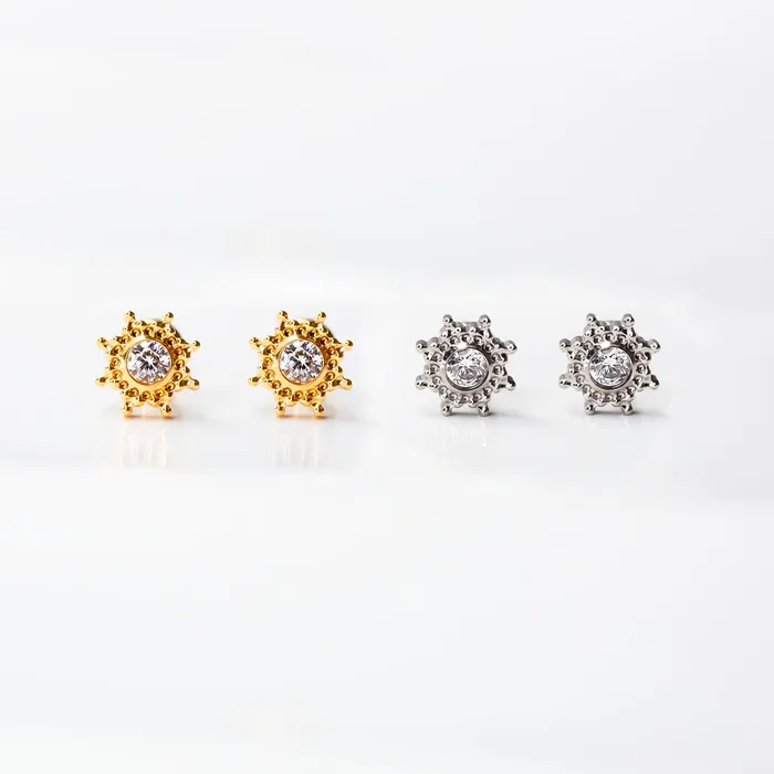 Glow Ornate Solitaire Crystal Titanium Flat Back Sleeper Earrings Grayling Earrings Glow Ornate Solitaire Crystal Titanium Flat Back Sleeper Earrings Grayling Earrings