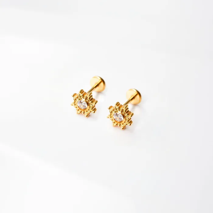 Glow Ornate Solitaire Crystal Titanium Flat Back Sleeper Earrings Grayling Earrings