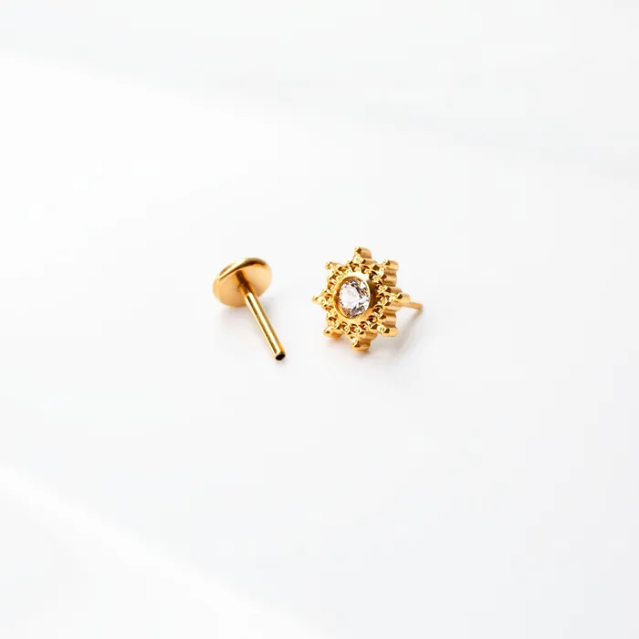 Glow Ornate Solitaire Crystal Titanium Flat Back Sleeper Earrings Grayling Earrings