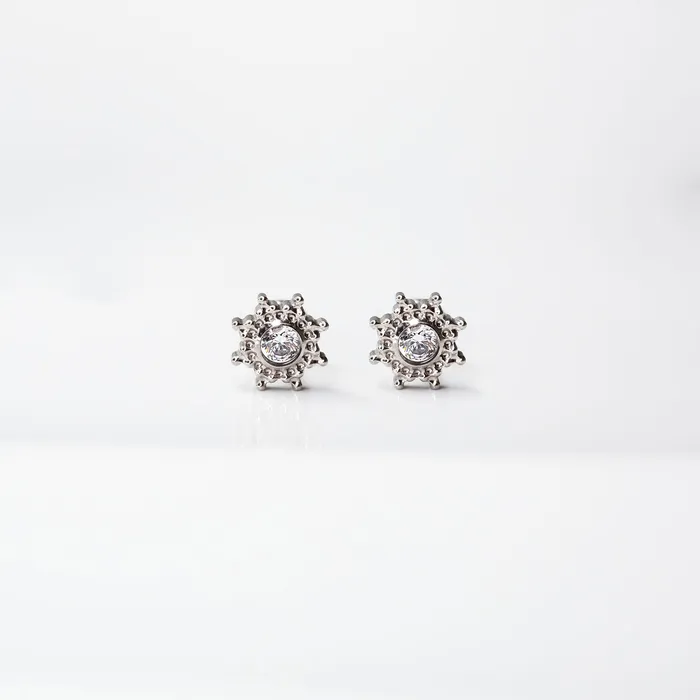 Glow Ornate Solitaire Crystal Titanium Flat Back Sleeper Earrings Grayling Earrings