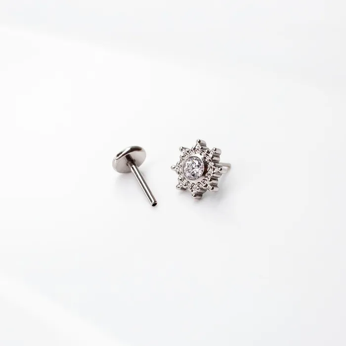 Glow Ornate Solitaire Crystal Titanium Flat Back Sleeper Earrings Grayling Earrings