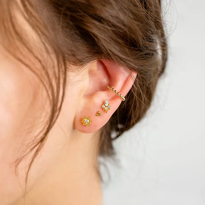 Glow Ornate Solitaire Crystal Titanium Flat Back Sleeper Earrings Grayling Earrings