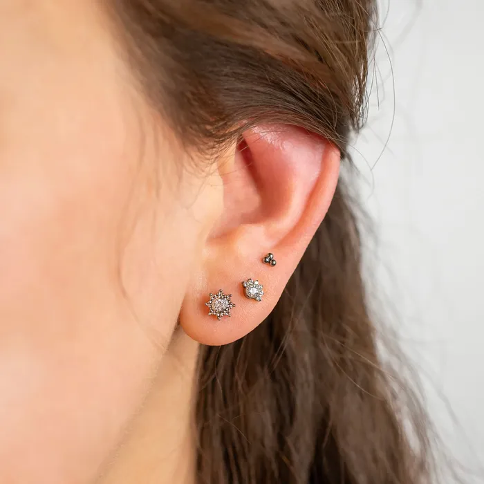 Glow Ornate Solitaire Crystal Titanium Flat Back Sleeper Earrings Grayling Earrings