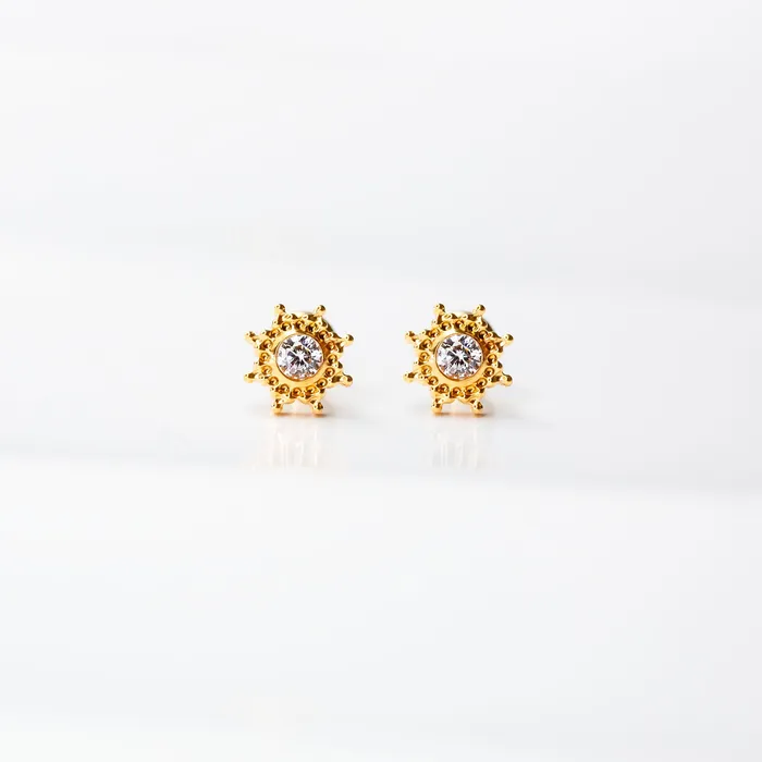 Glow Ornate Solitaire Crystal Titanium Flat Back Sleeper Earrings Grayling Earrings