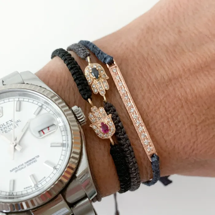 Gold Hamsa Bracelet with Ruby Vivien Frank Designs Bracelets