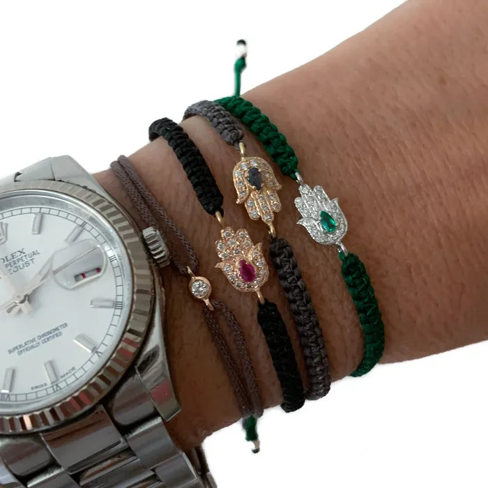 Gold Hamsa Bracelet with Ruby Vivien Frank Designs Bracelets