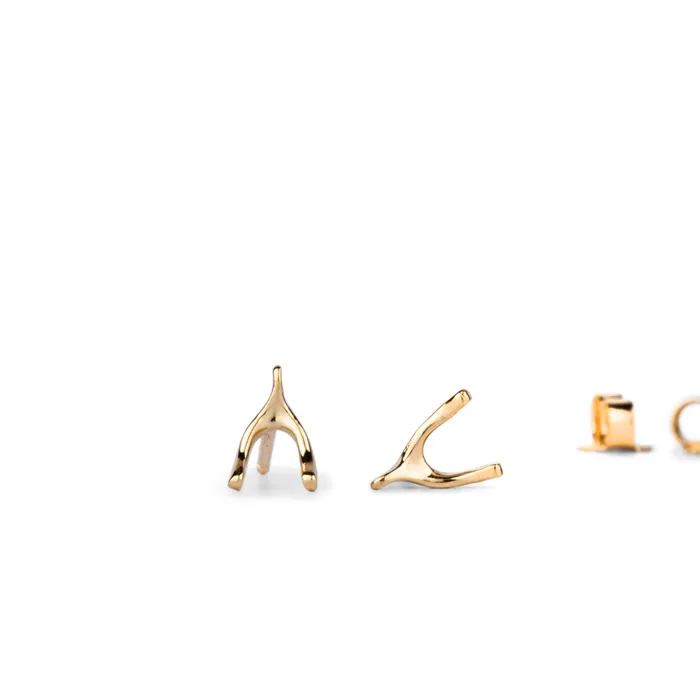 Gold Wishbone Stud Earrings Corey Egan Earrings