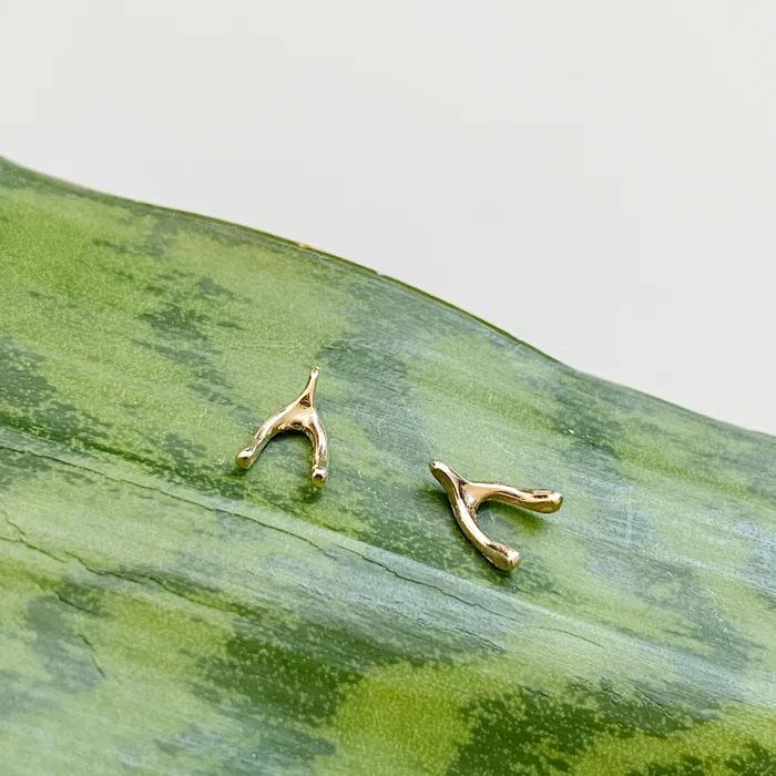 Gold Wishbone Stud Earrings Corey Egan Earrings