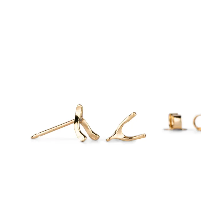 Gold Wishbone Stud Earrings Corey Egan Earrings