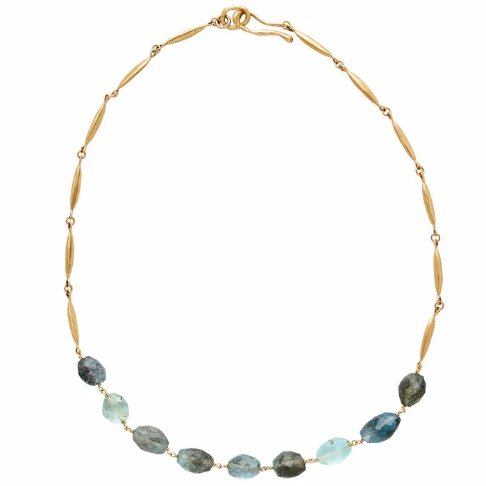 GRAIN TIDE POOL BRONZE AQUAMARINE NECKLACE Julie Cohn Design Necklaces