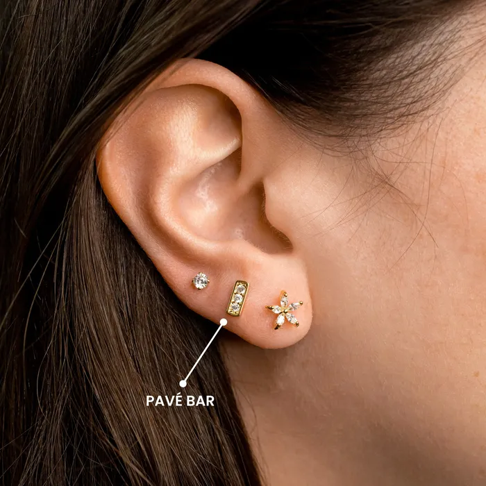 Grayling Earrings Pav Bar Stud Earrings Standard Back Pair