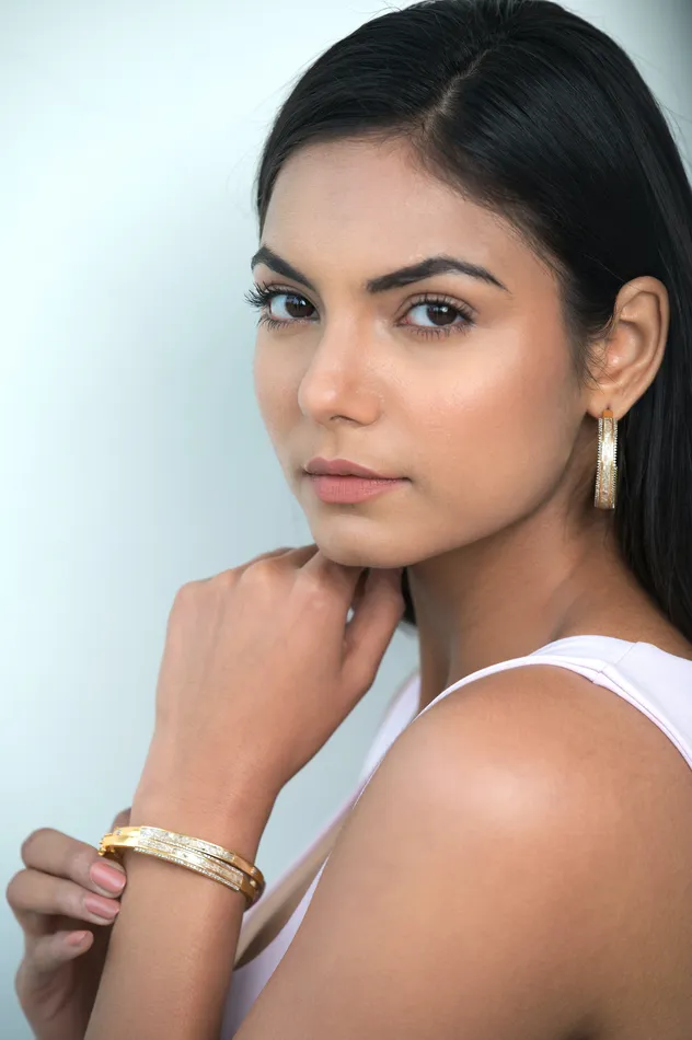 Hapur Pave Multi Gold Vermeil Hoop Earrings Shana Gulati Jewelry Earrings