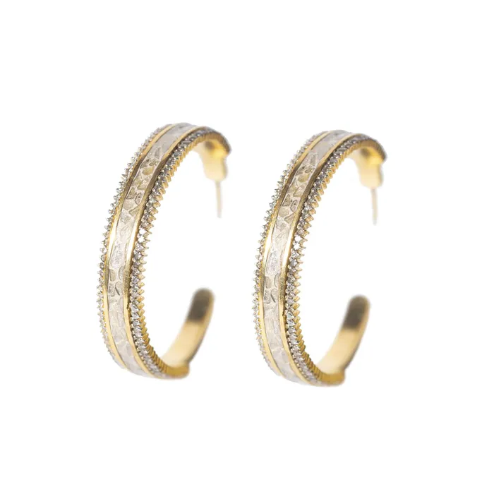 Hapur Pave Multi Gold Vermeil Hoop Earrings Shana Gulati Jewelry Earrings