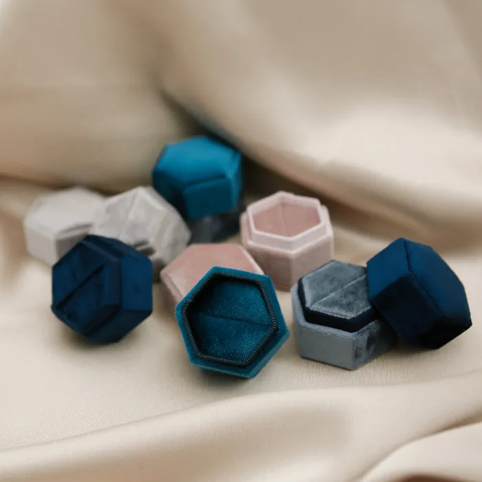 Hexagon Velvet Ring Box Ali Rings