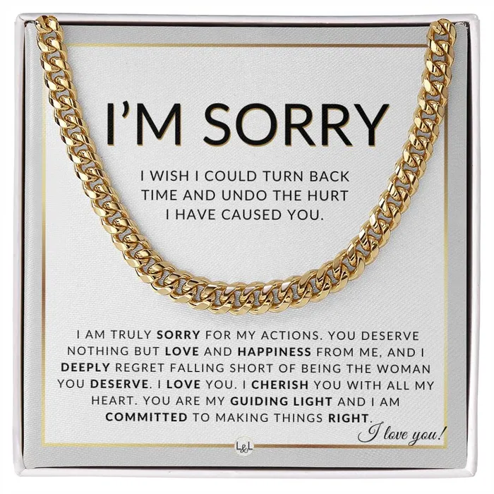 I Am Sorry Gift For Him Sorry For My Actions Apology Gift For Husband Fianc or Boyfriend Mens Chain Necklace Heartfelt Message ShineOn Fulfillment Necklaces I Am Sorry Gift For Him Sorry For My Actions Apology Gift For Husband Fianc or Boyfriend Mens Chain Necklace Heartfelt Message ShineOn Fulfillment Necklaces