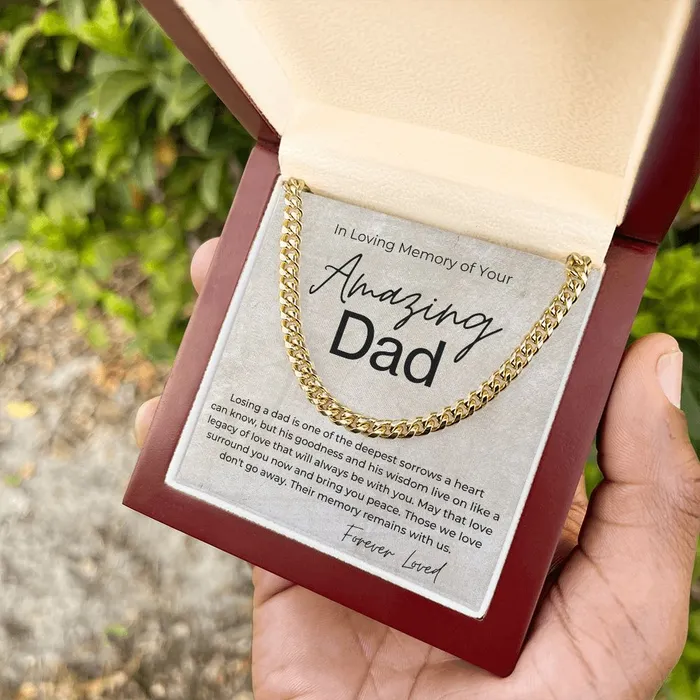In Loving Memory Sorry for the Loss of Your Dad Sympathy Gift for Son Cuban Linked Chain Necklace ShineOn Fulfillment Necklaces