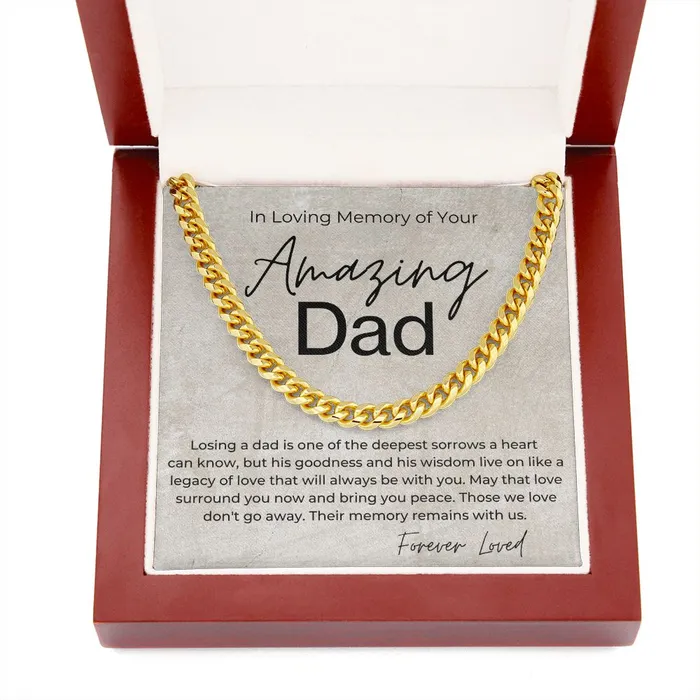 In Loving Memory Sorry for the Loss of Your Dad Sympathy Gift for Son Cuban Linked Chain Necklace ShineOn Fulfillment Necklaces