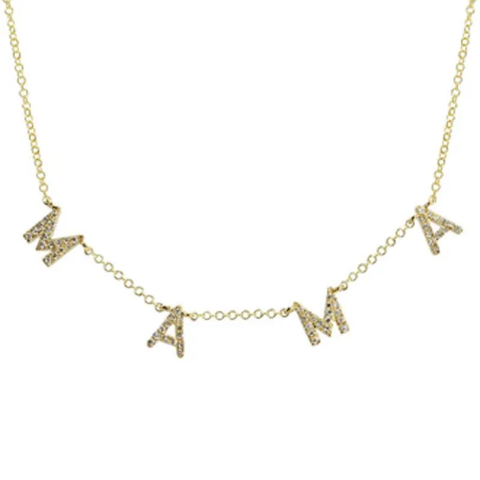 Izakov Diamonds Fine Jewelry 14K Gold Diamond Pave Mama Station Statement Necklace Necklaces Izakov Diamonds Fine Jewelry 14K Gold Diamond Pave Mama Station Statement Necklace Necklaces