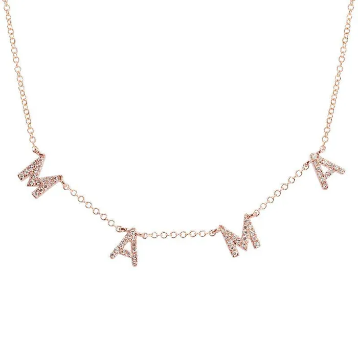 Izakov Diamonds Fine Jewelry 14K Gold Diamond Pave Mama Station Statement Necklace Necklaces