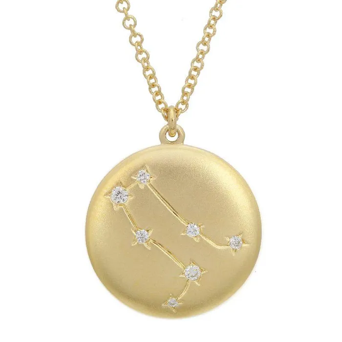 Izakov Diamonds Fine Jewelry Necklaces 14K Gold Constellation Zodiac Sign Coin Diamond Necklace