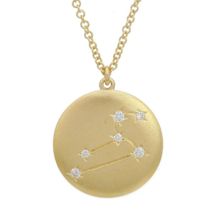 Izakov Diamonds Fine Jewelry Necklaces 14K Gold Constellation Zodiac Sign Coin Diamond Necklace