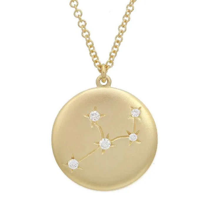 Izakov Diamonds Fine Jewelry Necklaces 14K Gold Constellation Zodiac Sign Coin Diamond Necklace