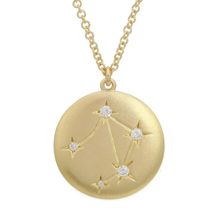 Izakov Diamonds Fine Jewelry Necklaces 14K Gold Constellation Zodiac Sign Coin Diamond Necklace