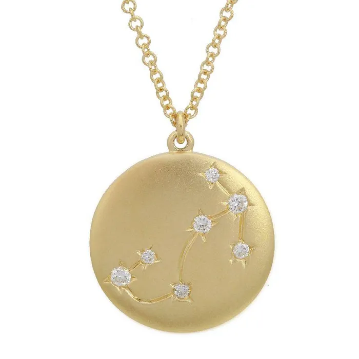 Izakov Diamonds Fine Jewelry Necklaces 14K Gold Constellation Zodiac Sign Coin Diamond Necklace