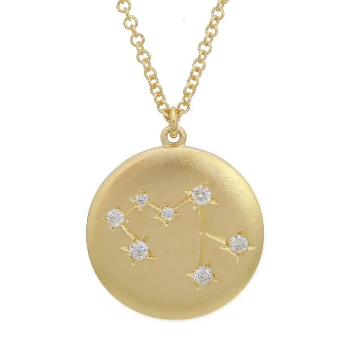 Izakov Diamonds Fine Jewelry Necklaces 14K Gold Constellation Zodiac Sign Coin Diamond Necklace
