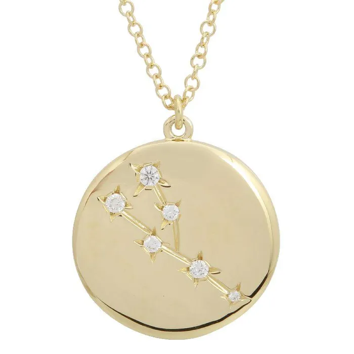 Izakov Diamonds Fine Jewelry Necklaces 14K Gold Constellation Zodiac Sign Coin Diamond Necklace