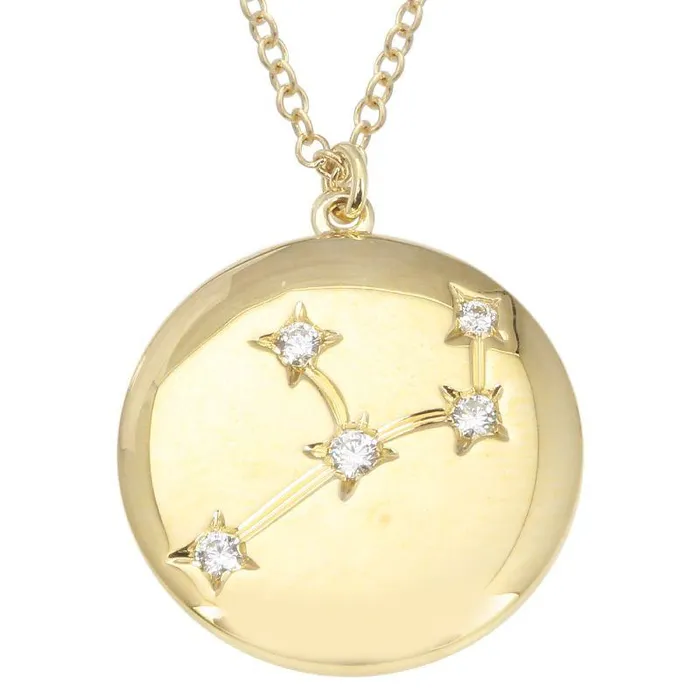 Izakov Diamonds Fine Jewelry Necklaces 14K Gold Constellation Zodiac Sign Coin Diamond Necklace