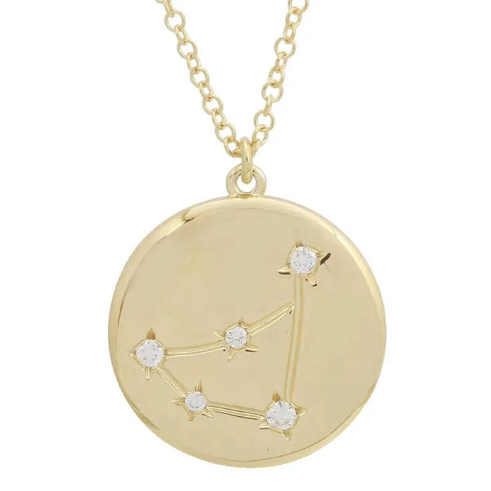 Izakov Diamonds Fine Jewelry Necklaces 14K Gold Constellation Zodiac Sign Coin Diamond Necklace